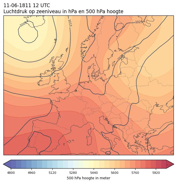 Weerkaart van 11 juni 1811 om 12 UTC