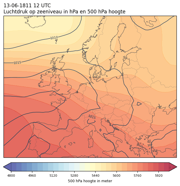 Weerkaart van 13 juni 1811 om 12 UTC