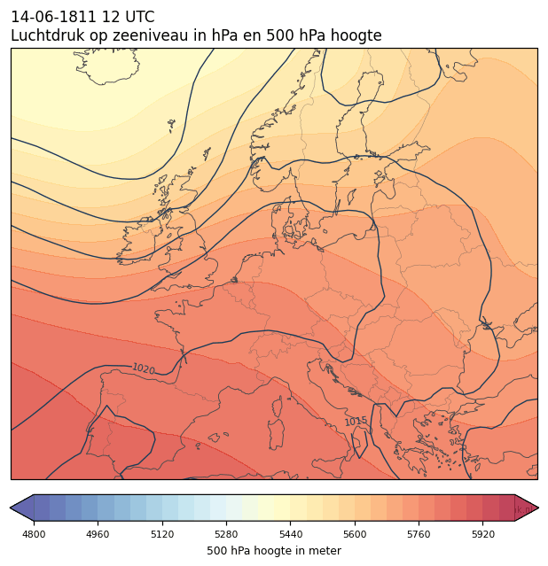 Weerkaart van 14 juni 1811 om 12 UTC