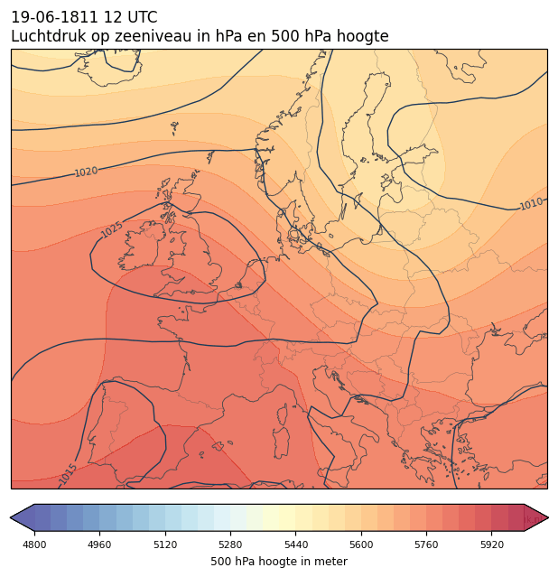 Weerkaart van 19 juni 1811 om 12 UTC