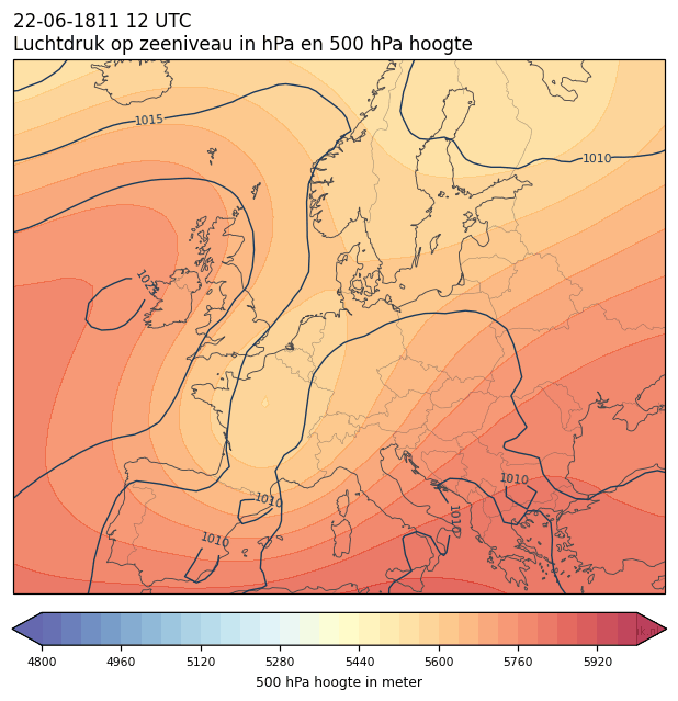 Weerkaart van 22 juni 1811 om 12 UTC