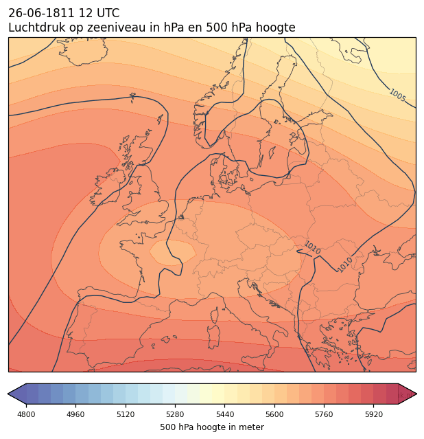 Weerkaart van 26 juni 1811 om 12 UTC