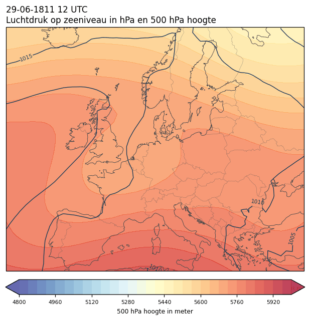 Weerkaart van 29 juni 1811 om 12 UTC