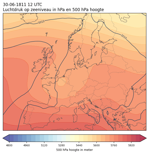 Weerkaart van 30 juni 1811 om 12 UTC