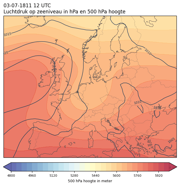 Weerkaart van 3 juli 1811 om 12 UTC