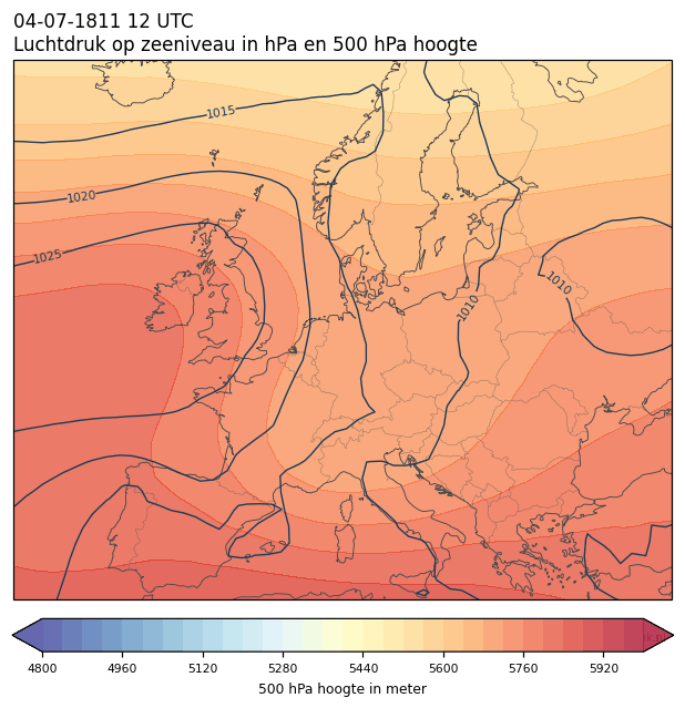 Weerkaart van 4 juli 1811 om 12 UTC