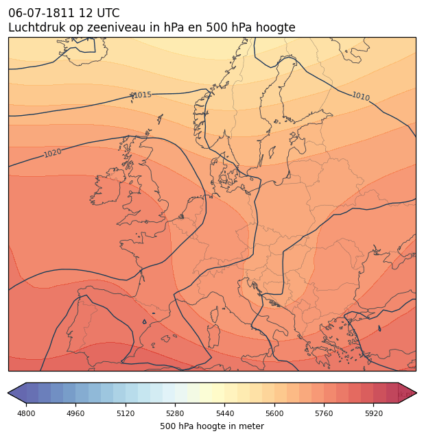 Weerkaart van 6 juli 1811 om 12 UTC