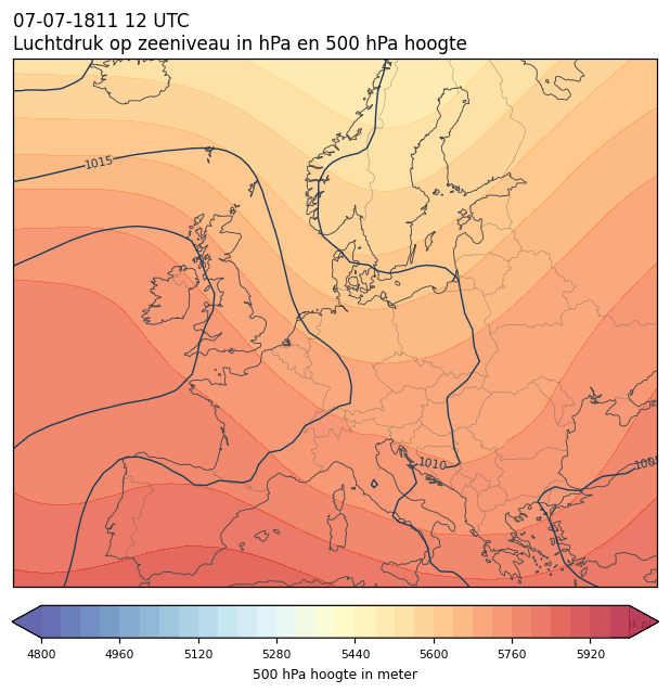 Weerkaart van 7 juli 1811 om 12 UTC