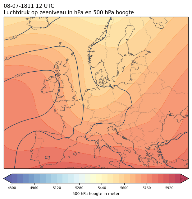Weerkaart van 8 juli 1811 om 12 UTC