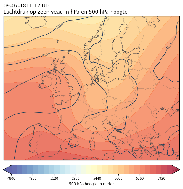 Weerkaart van 9 juli 1811 om 12 UTC