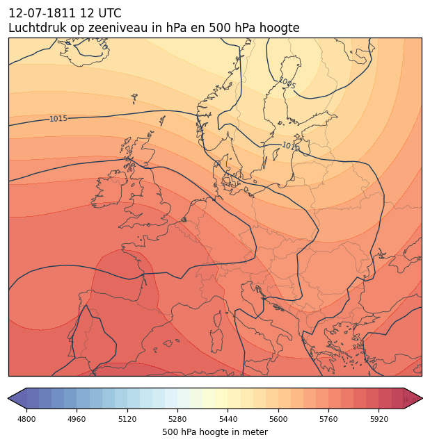 Weerkaart van 12 juli 1811 om 12 UTC