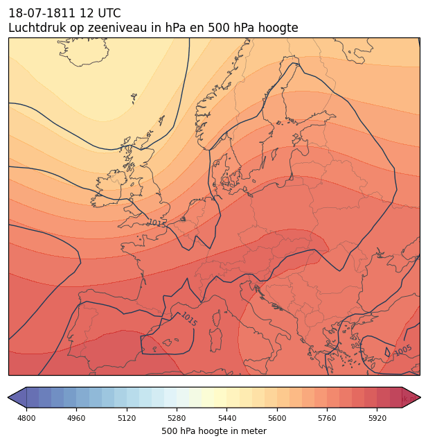 Weerkaart van 18 juli 1811 om 12 UTC