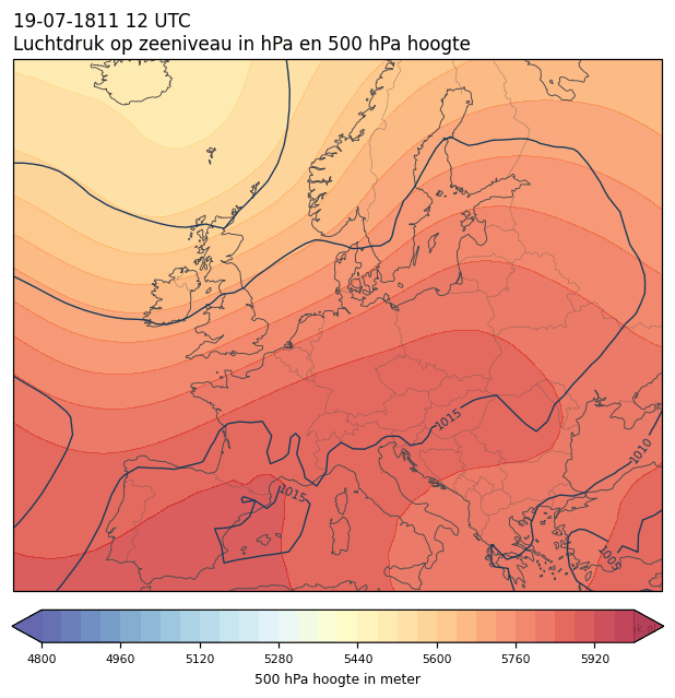 Weerkaart van 19 juli 1811 om 12 UTC