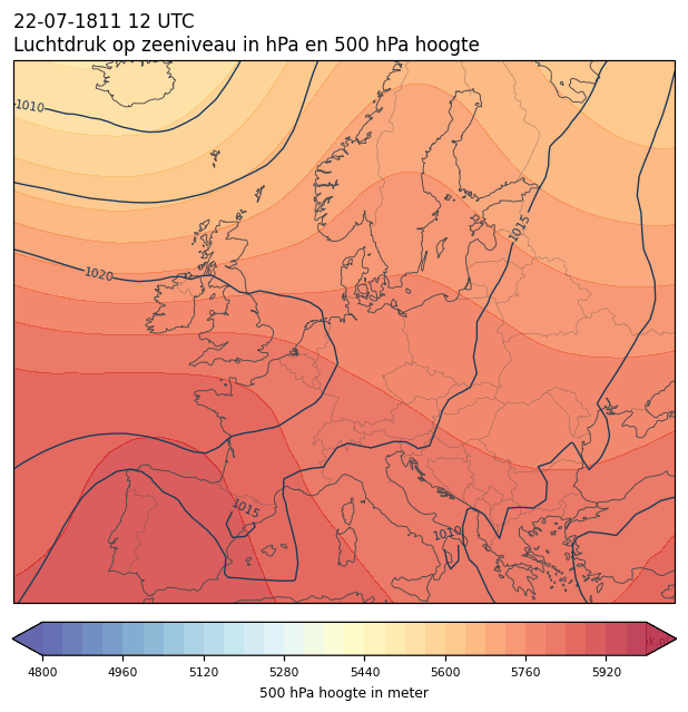 Weerkaart van 22 juli 1811 om 12 UTC