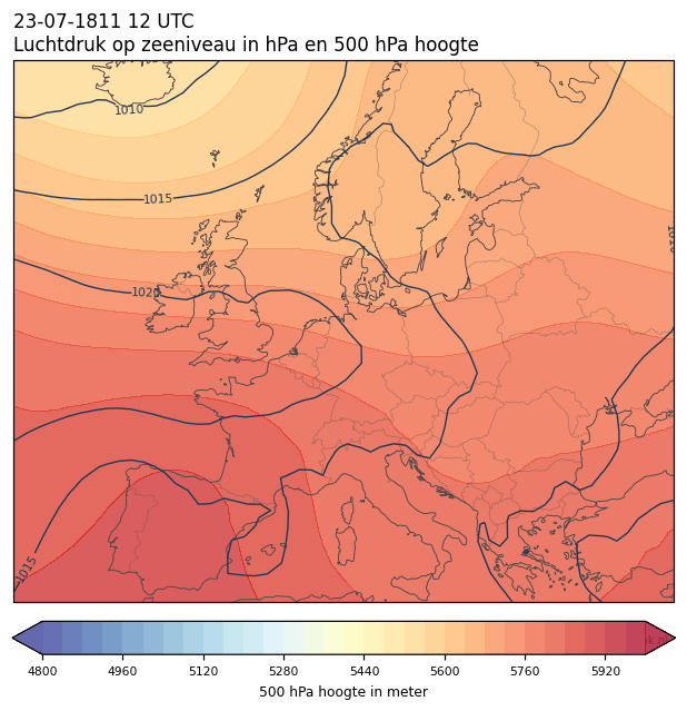 Weerkaart van 23 juli 1811 om 12 UTC