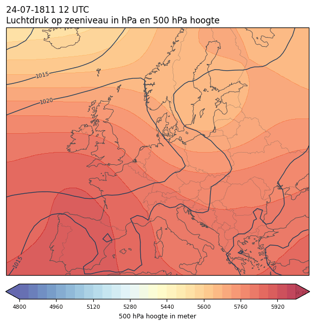 Weerkaart van 24 juli 1811 om 12 UTC