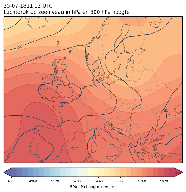 Weerkaart van 25 juli 1811 om 12 UTC