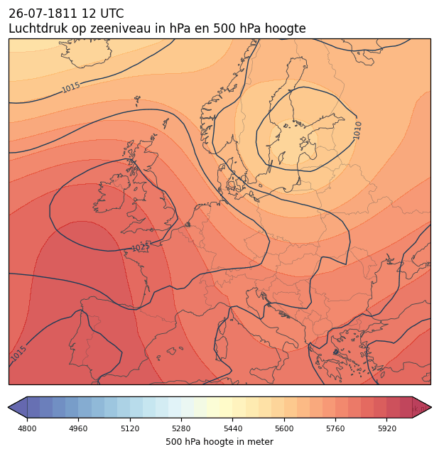 Weerkaart van 26 juli 1811 om 12 UTC