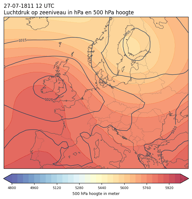 Weerkaart van 27 juli 1811 om 12 UTC