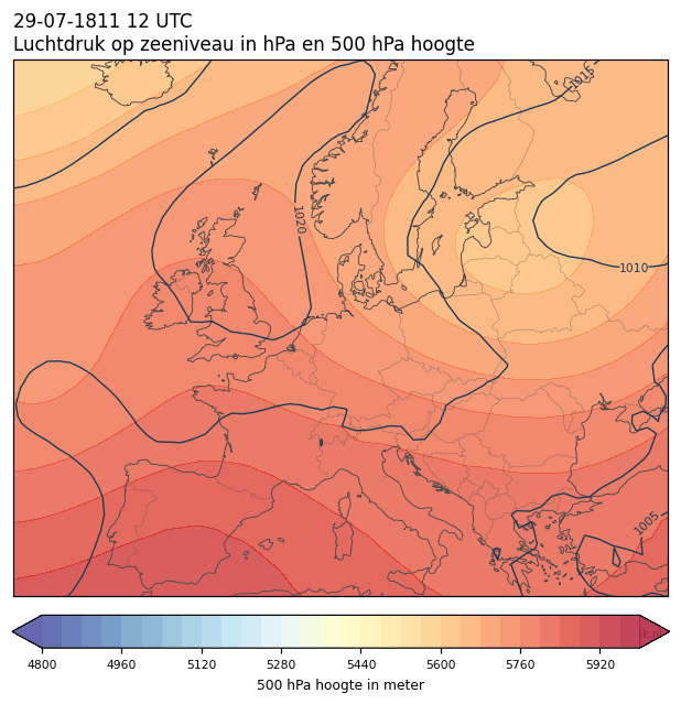 Weerkaart van 29 juli 1811 om 12 UTC