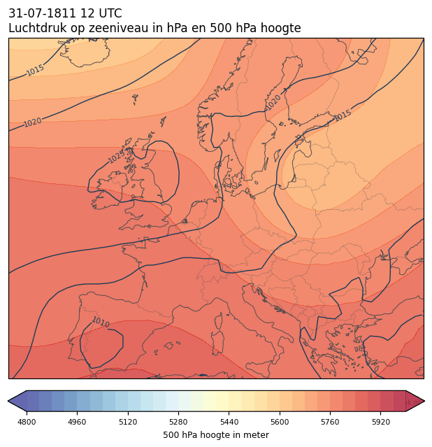 Weerkaart van 31 juli 1811 om 12 UTC