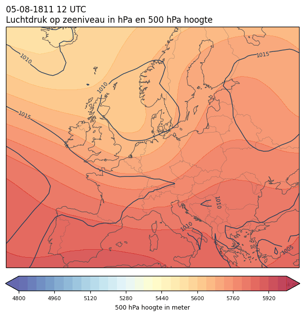 Weerkaart van 5 augustus 1811 om 12 UTC
