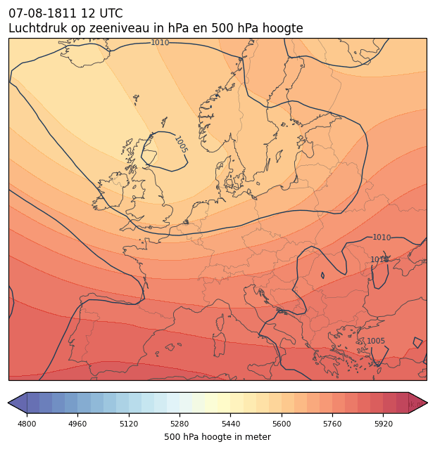 Weerkaart van 7 augustus 1811 om 12 UTC