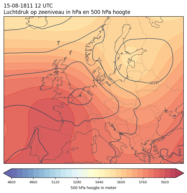 Weerkaart van 15 augustus 1811 om 12 UTC