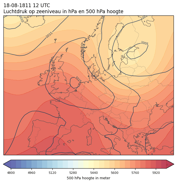 Weerkaart van 18 augustus 1811 om 12 UTC
