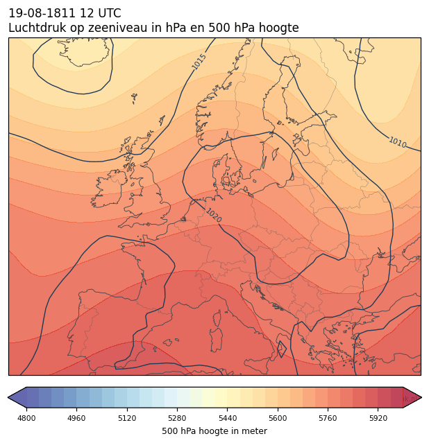 Weerkaart van 19 augustus 1811 om 12 UTC