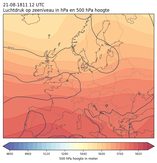 Weerkaart van 21 augustus 1811 om 12 UTC