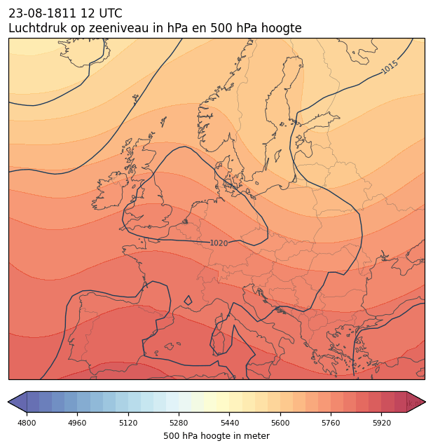 Weerkaart van 23 augustus 1811 om 12 UTC