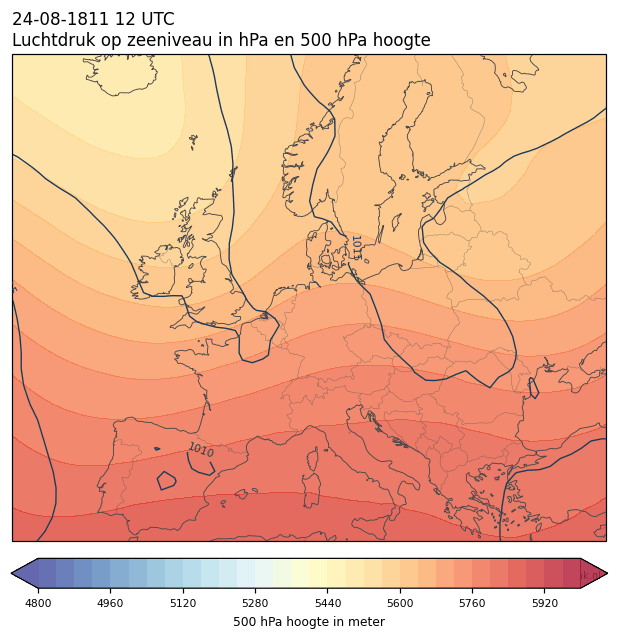 Weerkaart van 24 augustus 1811 om 12 UTC
