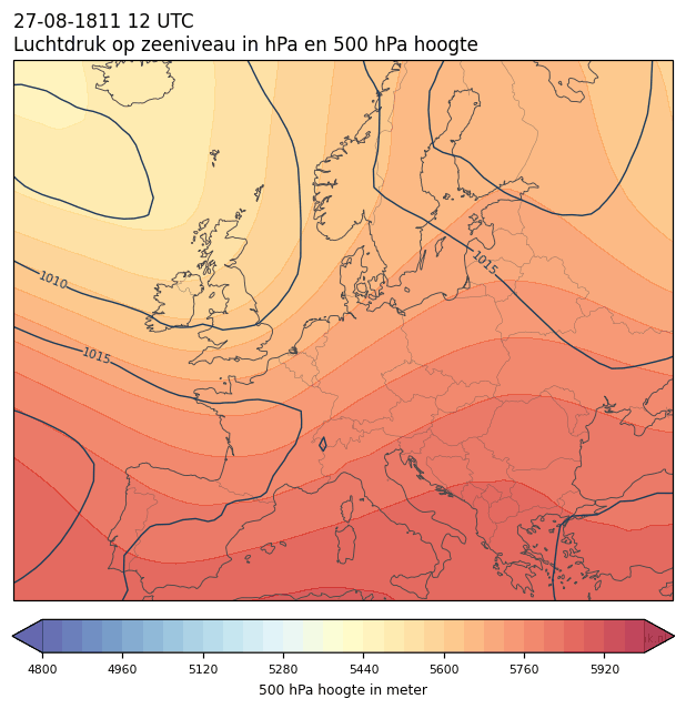 Weerkaart van 27 augustus 1811 om 12 UTC