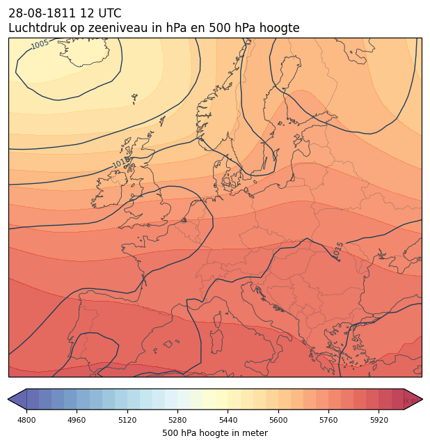 Weerkaart van 28 augustus 1811 om 12 UTC