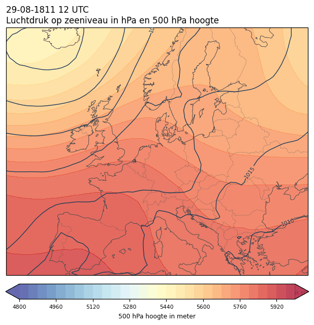 Weerkaart van 29 augustus 1811 om 12 UTC