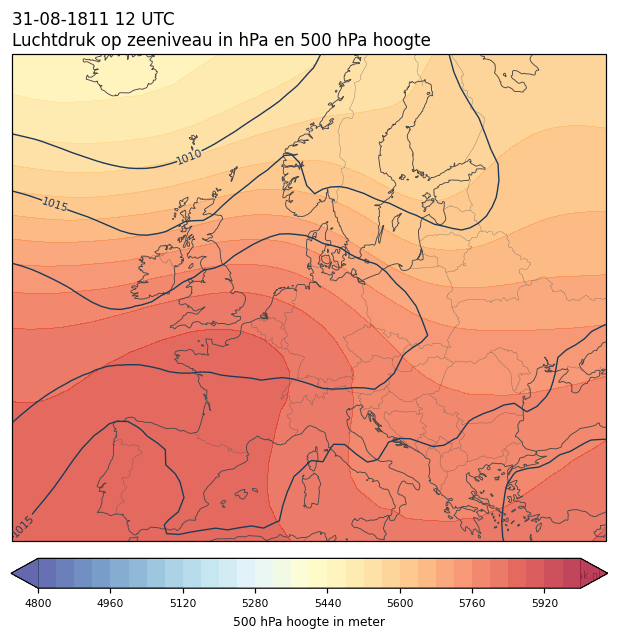 Weerkaart van 31 augustus 1811 om 12 UTC