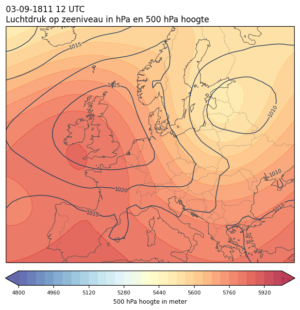 Weerkaart van 3 september 1811 om 12 UTC