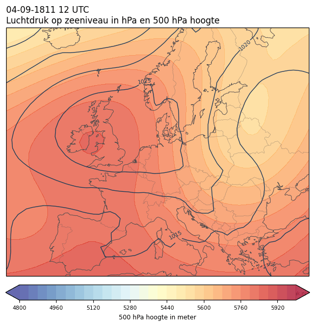 Weerkaart van 4 september 1811 om 12 UTC