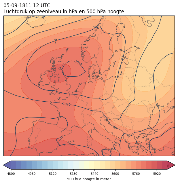 Weerkaart van 5 september 1811 om 12 UTC