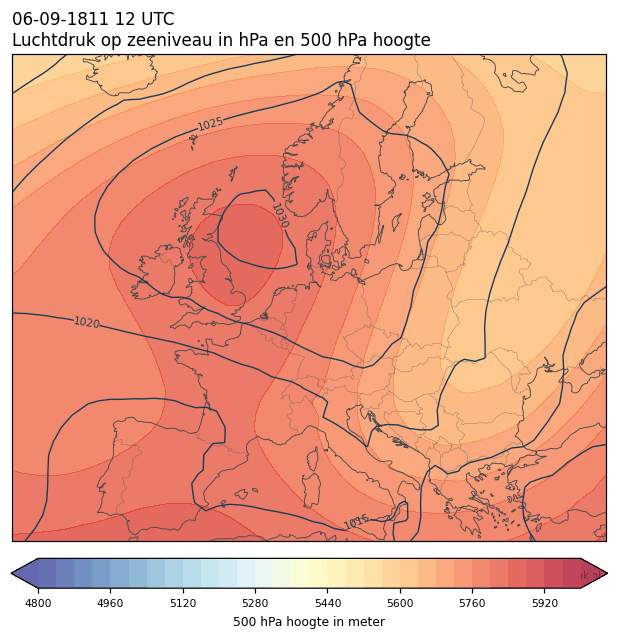 Weerkaart van 6 september 1811 om 12 UTC
