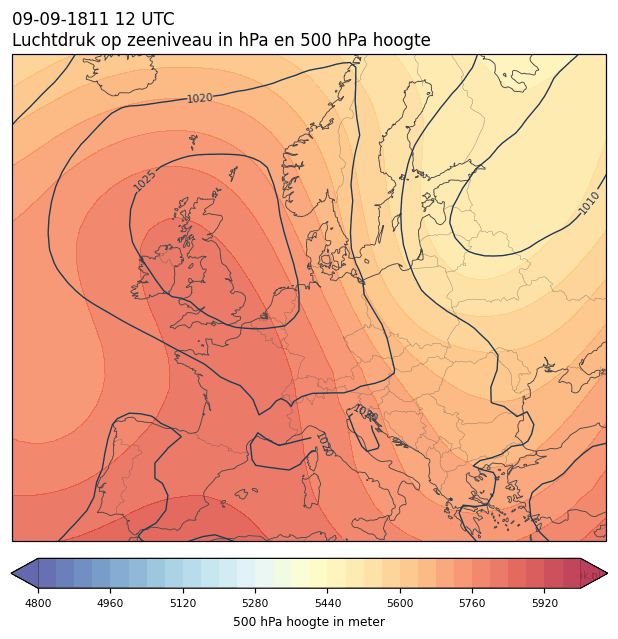 Weerkaart van 9 september 1811 om 12 UTC