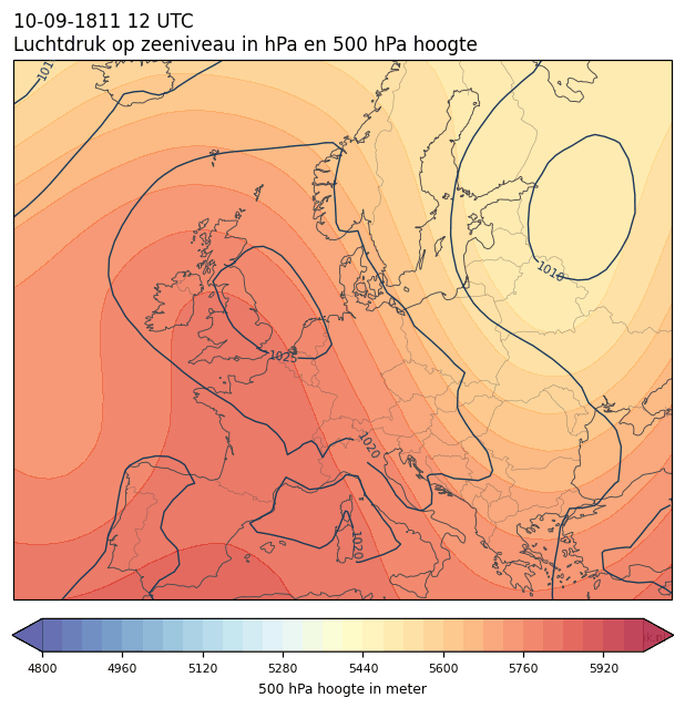 Weerkaart van 10 september 1811 om 12 UTC