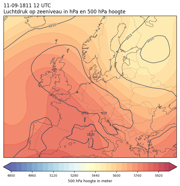 Weerkaart van 11 september 1811 om 12 UTC