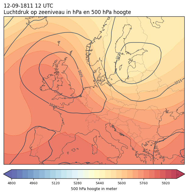 Weerkaart van 12 september 1811 om 12 UTC