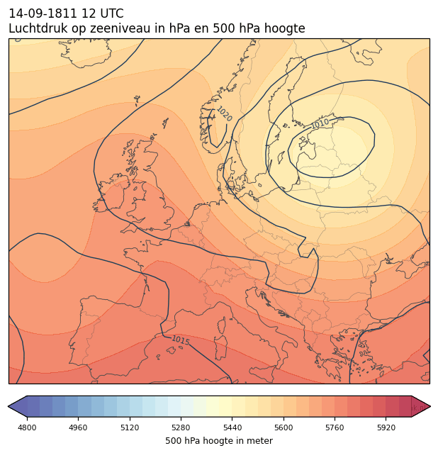Weerkaart van 14 september 1811 om 12 UTC