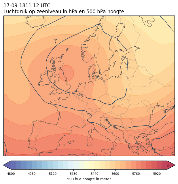 Weerkaart van 17 september 1811 om 12 UTC