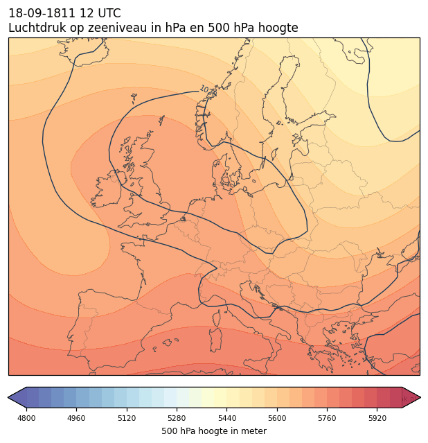 Weerkaart van 18 september 1811 om 12 UTC