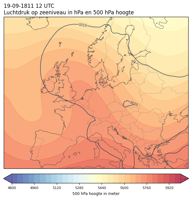 Weerkaart van 19 september 1811 om 12 UTC