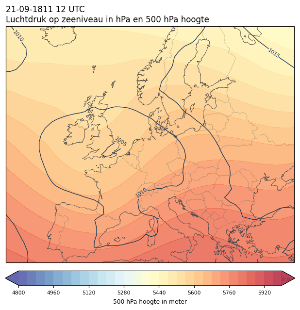 Weerkaart van 21 september 1811 om 12 UTC